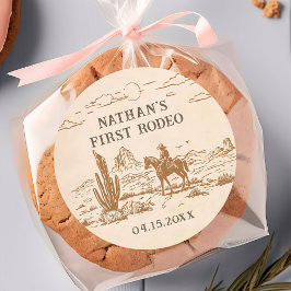 Adesivo de Aniversário Rodeio Vintage Ocidental