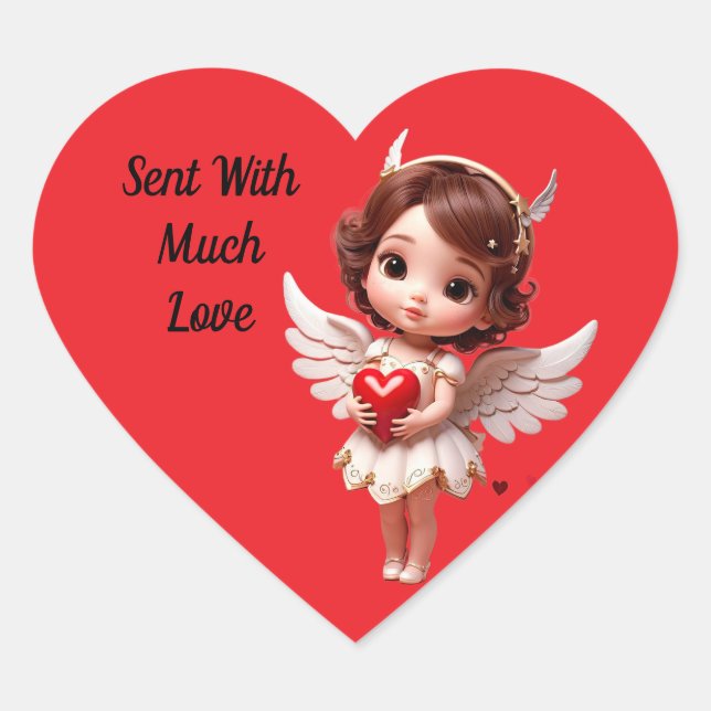 Adesivo de Anjo Com Coração (Frente)
