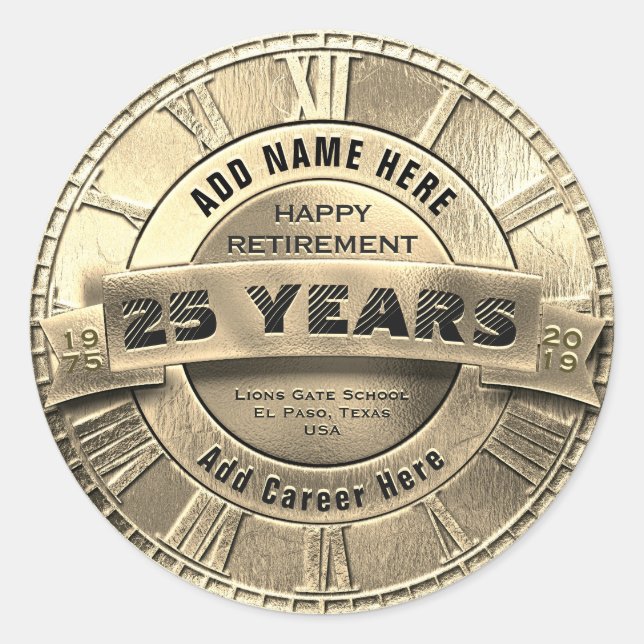 Adesivo de aposentadoria personalizado (Frente)