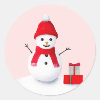 Adesivo de aquarela pastel de boneco de neve de Na