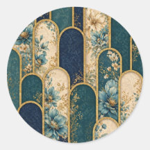Adesivo de Arco Floral Azul Turquesa e Dourado Ele