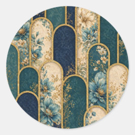 Adesivo de Arco Floral Azul Turquesa e Dourado Ele