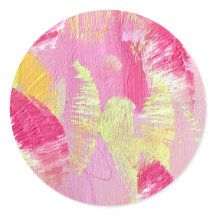 Adesivo de Arte Abstrata Rosa e Amarelo