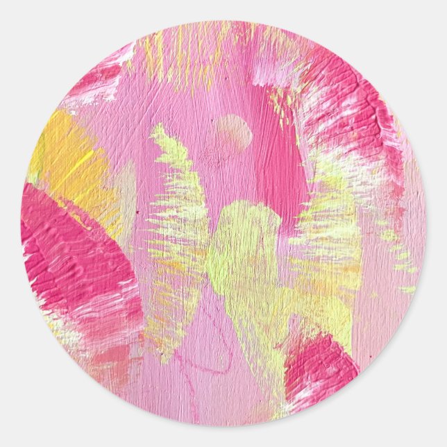 Adesivo de Arte Abstrata Rosa e Amarelo (Frente)