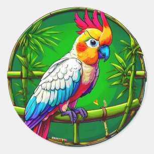 Adesivo de Arte de Ave Tropical Papagaio Colorido