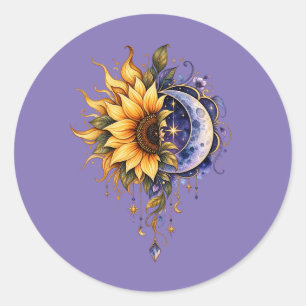 Adesivo de Arte de Flor do Sol e da Lua Celestial