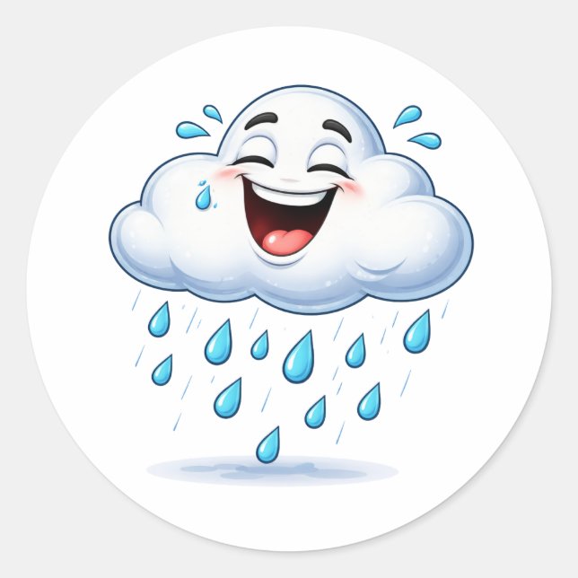 Adesivo de Arte de Nuvem de Chuva Risonha Feliz (Frente)
