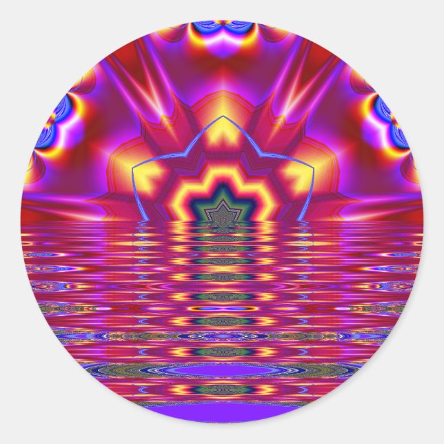 adesivo de arte fractal de reflexão vermelha/selad (Frente)