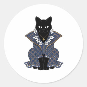 Adesivo de Arte Mística de Gato Batik Azul