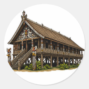 ADESIVO DE ARTE TRIBAL DAYAK BORNEO LONGHOUSE