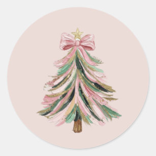 Adesivo de árvore de Natal com pincelada redonda