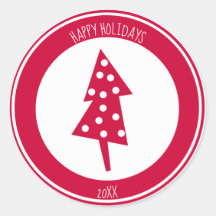 Adesivo de árvore de Natal customizada vermelha e