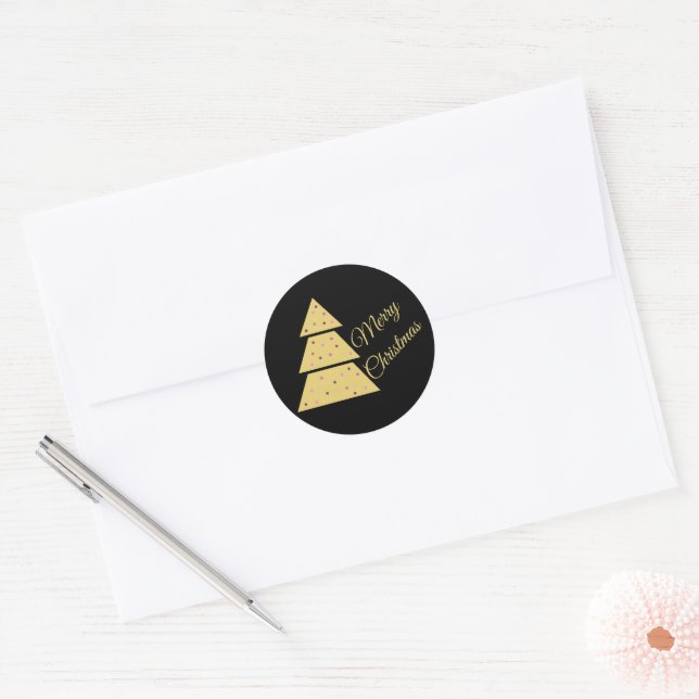 Adesivo de árvore de Natal dourada (Envelope)