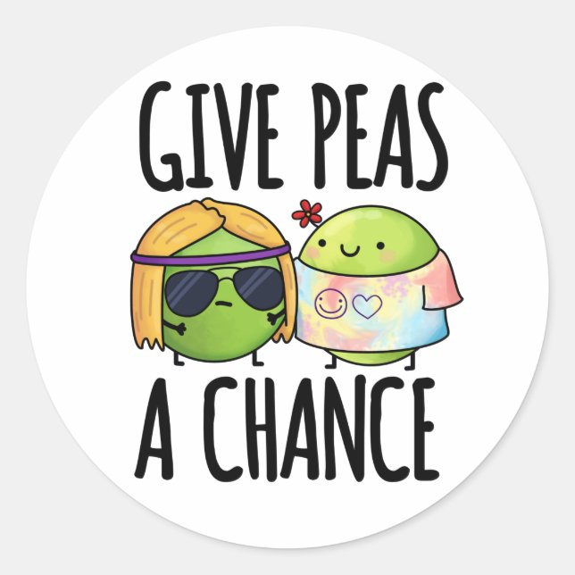 Adesivo Dê Às Ervilhas Uma Chance Engraçada, Hippie Peas P (Frente)