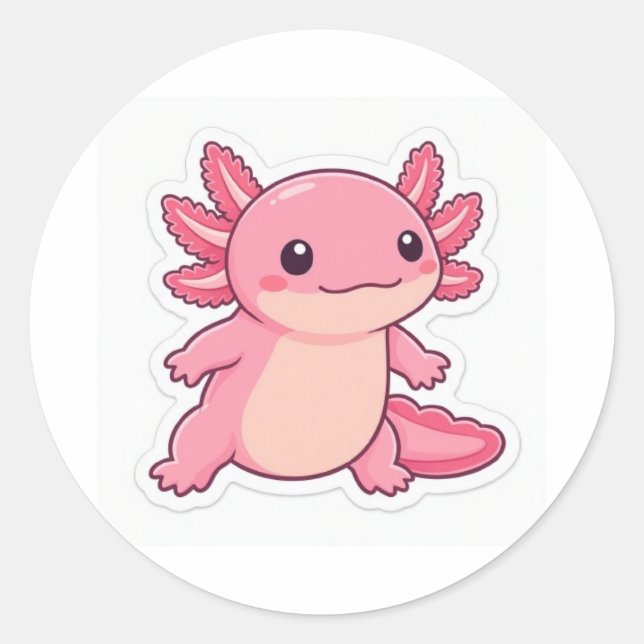Adesivo de Axolote Rosa Fofo (Frente)