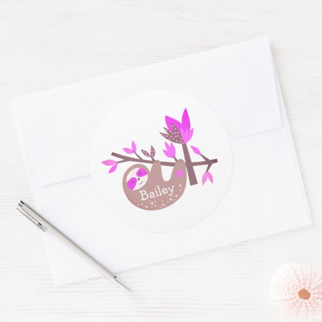 Adesivo de Bambu Rosa de Urso Koala com Nome Perso (Envelope)