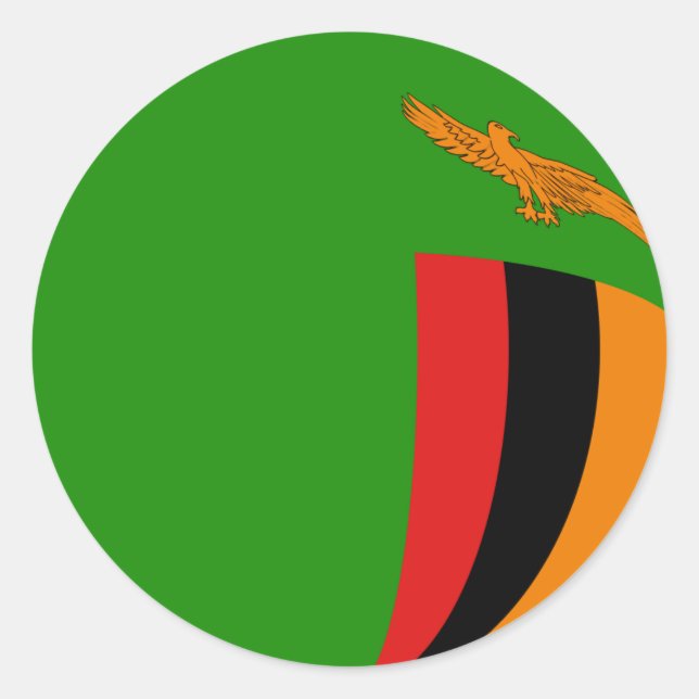 Adesivo de Bandeira Fisheye da Zâmbia (Frente)