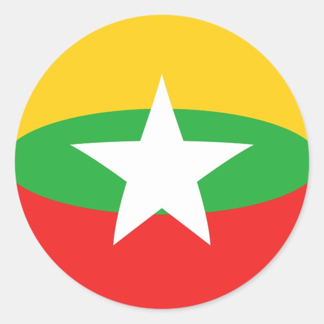 Adesivo de bandeira Fisheye de Myanmar (Frente)