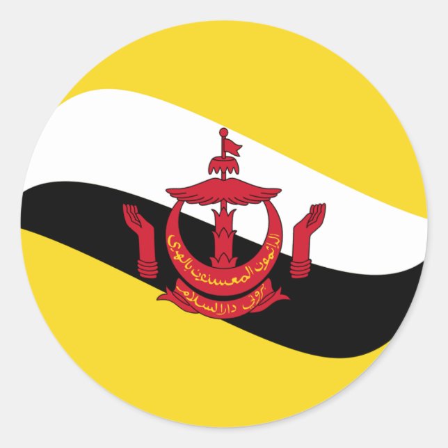 Adesivo de Bandeira Olho de Peixe de Brunei (Frente)
