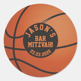 Adesivo de Bar Mitzvah de Basquetebol Laranja Pret
