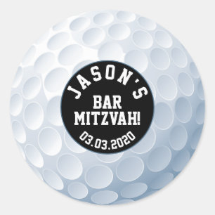 Adesivo de Bar Mitzvah de Bola de Golfe Preto e Br