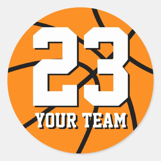 Adesivo de basquete número 23 | Nome personalizáve (Frente)