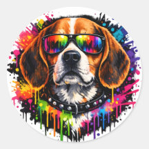 Adesivo de Beagle | Arte de Cachorro Color Splash