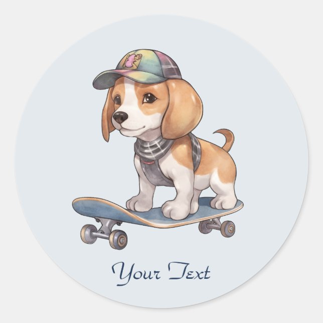 Adesivo de Beagle em Aquarela (Frente)