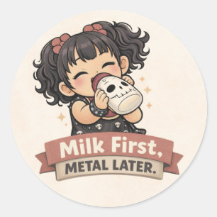 Adesivo de Bebê Gótico Fofo Metal Mais Tarde Leite