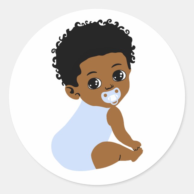 Adesivo de Bebê Negro Fofo com Chupeta Azul (Frente)