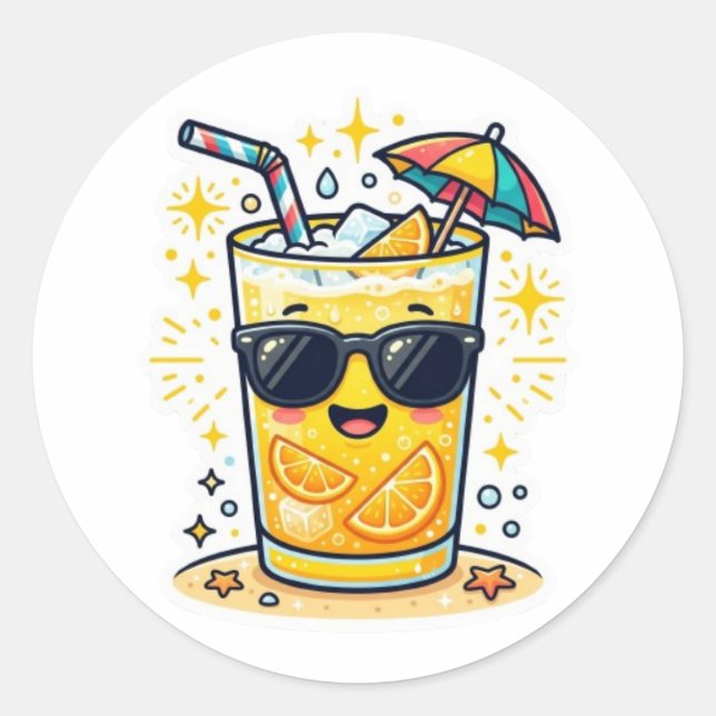 Adesivo de Bebida Tropical de Verão Kawaii Fofo (Frente)