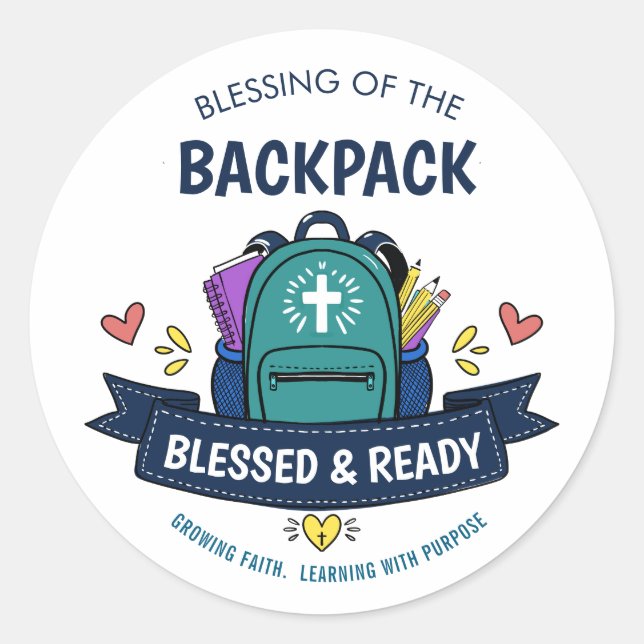 Adesivo de Bênção de Mochila Blessed & Ready para  (Frente)