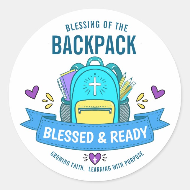 Adesivo de Bênção de Mochila Blessed & Ready para  (Frente)