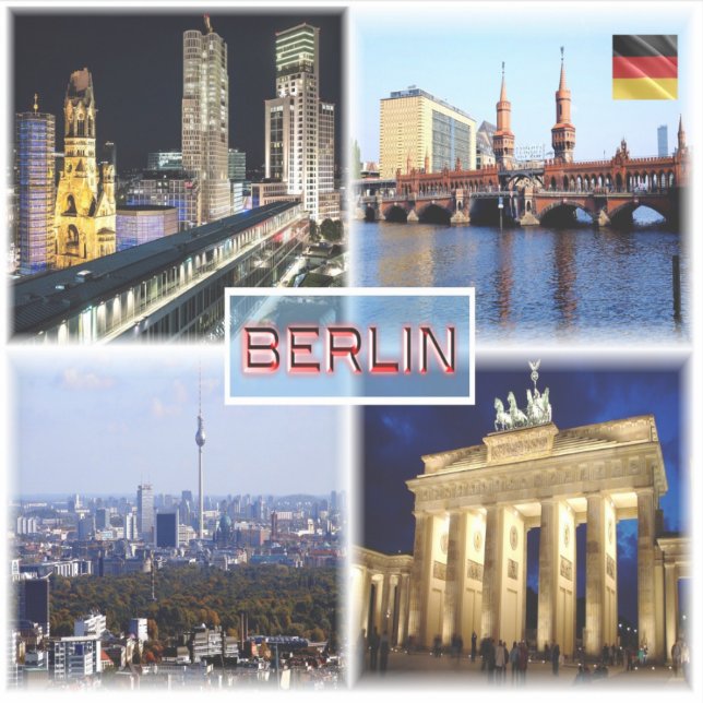 Adesivo DE Berlin - Bikini Haus - Oberbaum - Skyline (Frente)