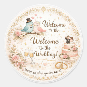 Adesivo de Boas-Vindas de Casamento com Floral Ele