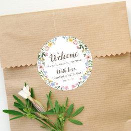 Adesivo de Boas-Vindas para Casamento Boho com Flo
