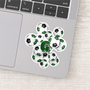 adesivo de bolas de futebol preto verde com monogr