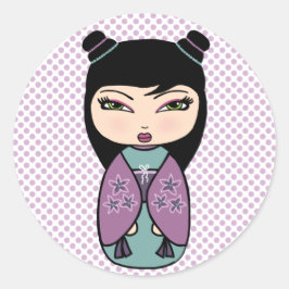 Adesivo de boneca Kokeshi, brilhante, 3 polegadas 