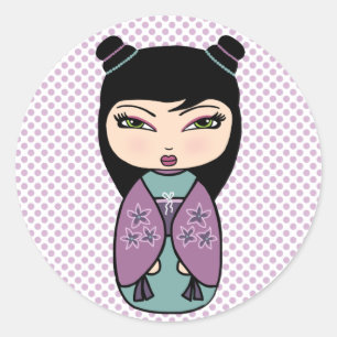 Adesivo de boneca Kokeshi, brilhante, 3 polegadas 