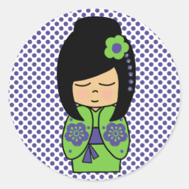 Adesivo de boneca Kokeshi japonesa