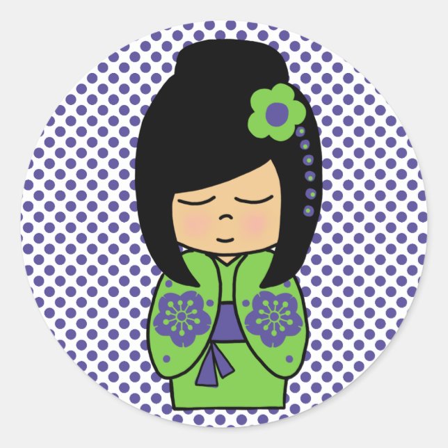 Adesivo de boneca Kokeshi japonesa (Frente)