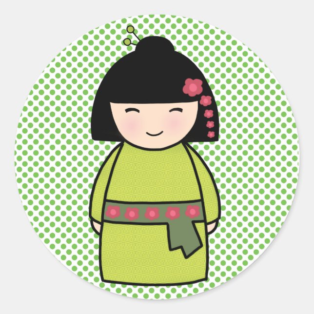 Adesivo de Boneca Kokeshi Japonesa (Frente)