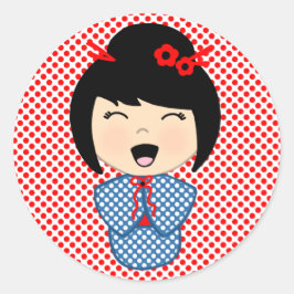 Adesivo de boneca Kokeshi Japonesa