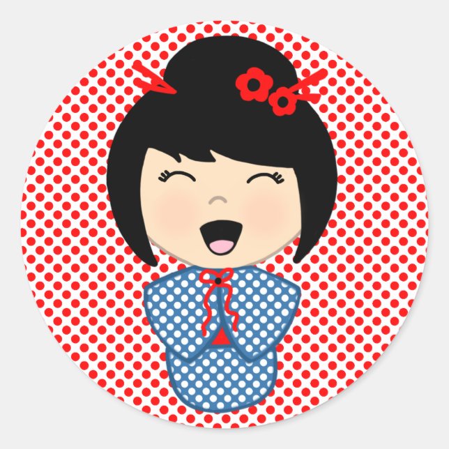 Adesivo de boneca Kokeshi Japonesa (Frente)