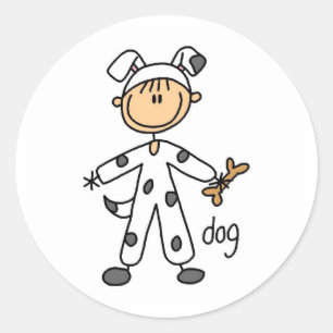 Adesivo de Boneco Palito com Fantasia de Cachorro