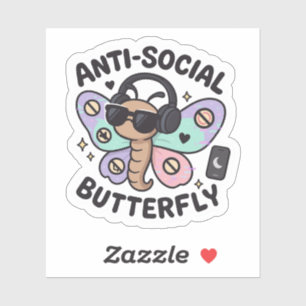 Adesivo de Borboleta Anti-Social – design de intro