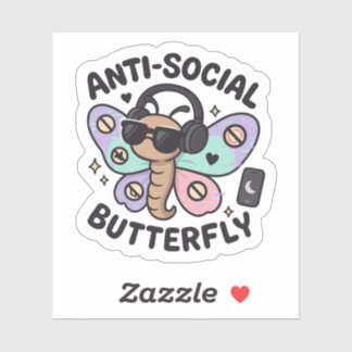 Adesivo de Borboleta Anti-Social – design de intro