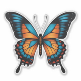 Adesivo de borboleta azul e laranja