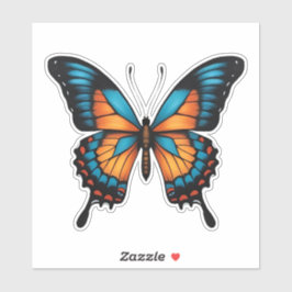 Adesivo de borboleta azul e laranja