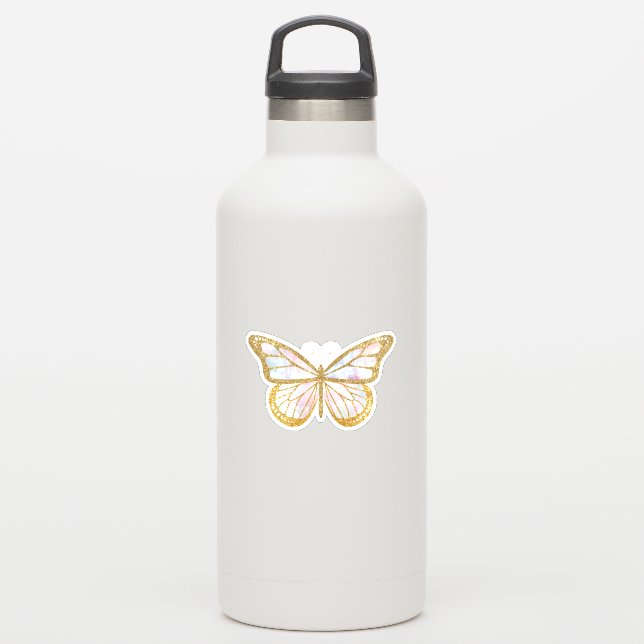 Adesivo de Borboleta com Brilho Dourado Fofo (Garrafa d'água)